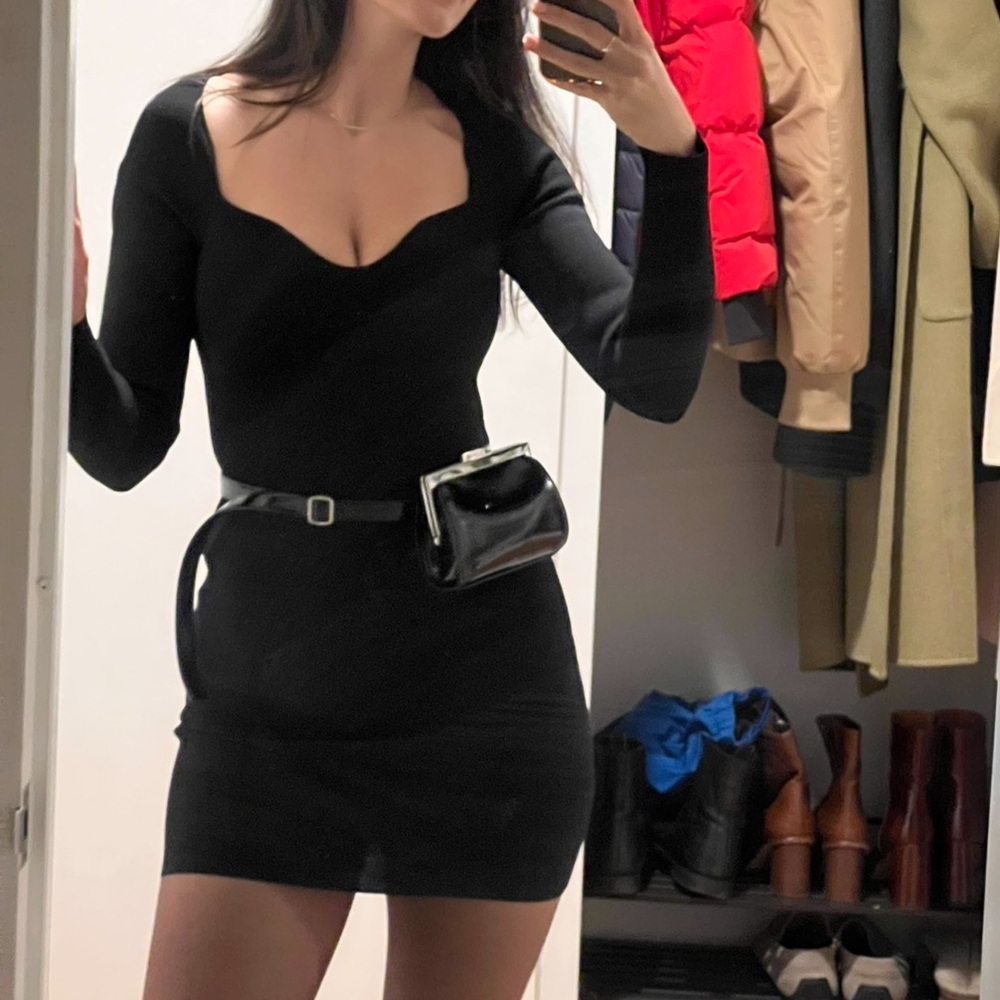 Nanushka black knit fitted marina dress M